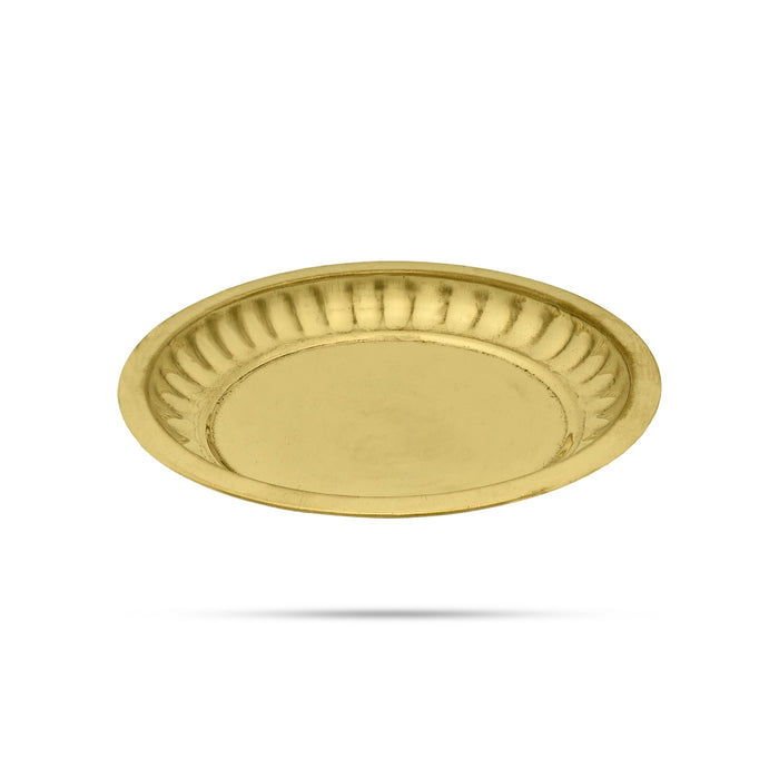 Brass Plate - 5 Inches | Sargam Design Thali Plate/ Pooja Plate/ Small Plate For Offerings And Ritual Use - Pooja Plate & Tray