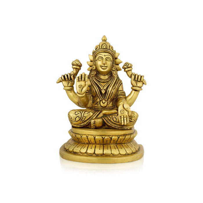 Lakshmi Idol - 7 x 5 Inches | Antique Brass Idol/ Laxmi Murti/ Lakshmi Murti for Pooja/ 1.680 Kgs Approx