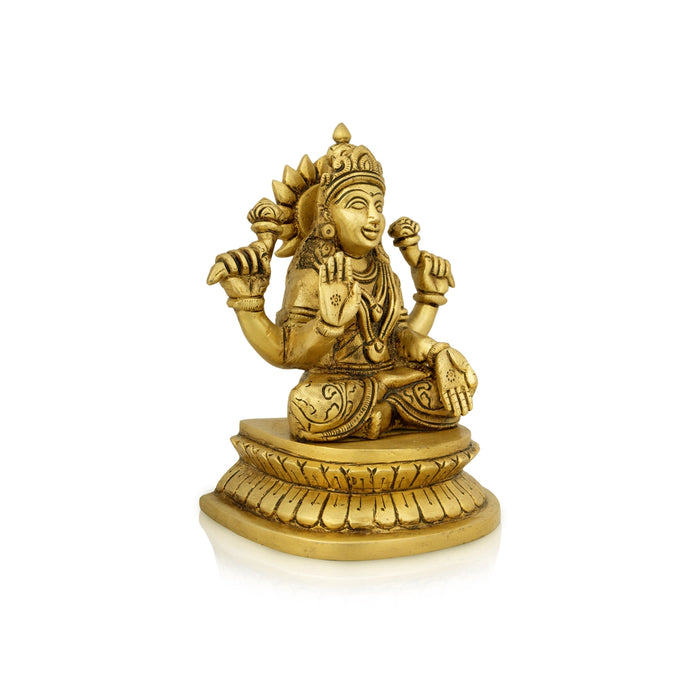 Lakshmi Idol - 7 x 5 Inches | Antique Brass Idol/ Laxmi Murti/ Lakshmi Murti for Pooja/ 1.680 Kgs Approx