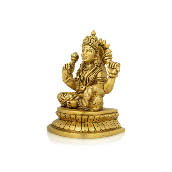 Lakshmi Idol - 7 x 5 Inches | Antique Brass Idol/ Laxmi Murti/ Lakshmi Murti for Pooja/ 1.680 Kgs Approx