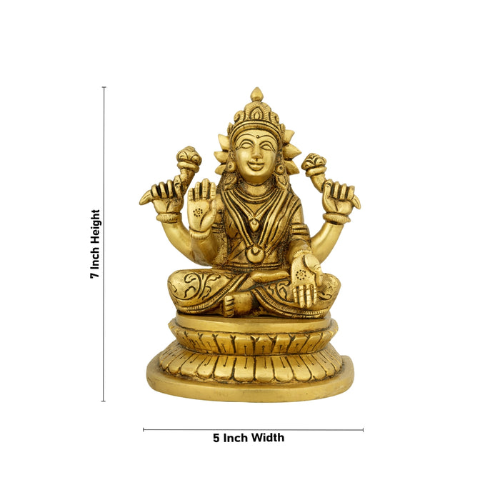 Lakshmi Idol - 7 x 5 Inches | Antique Brass Idol/ Laxmi Murti/ Lakshmi Murti for Pooja/ 1.680 Kgs Approx