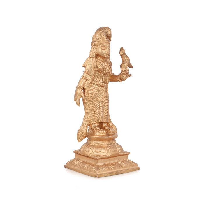 Andal Idol - 6 x 2 Inches | Panchaloha Statue/ Andal Vigraham for Pooja/ 500 Gms Approx - Panchaloha Murties