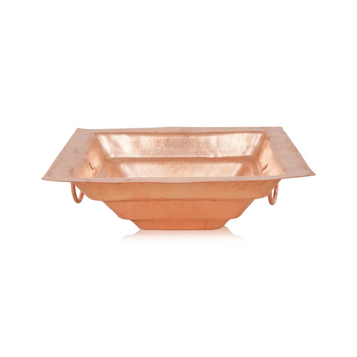 Havan Kund Without Stand - 10 x 10 inches | Copper Agnihotra Kund With Handle/ Yagna Kund for Pooja - Havan Kund