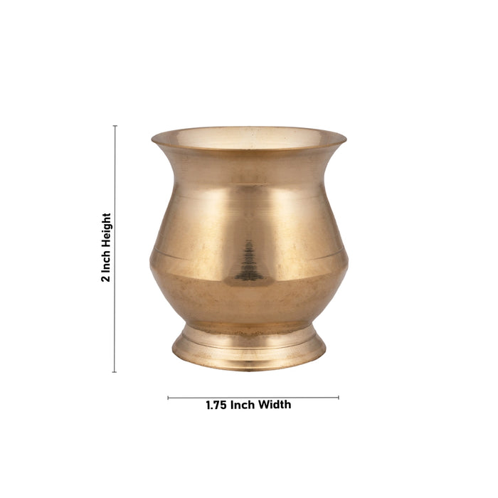 Brass Lota - 2 x 1.75 Inches | Brass Chombu/ Kalash Pot/ Kalasam for Pooja/ 40 Gms Approx - Kalash & Pooja Lota