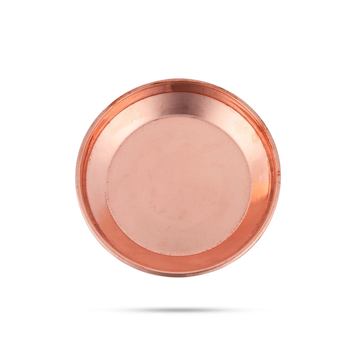 Copper Plate - 1 x 5.5 Inches | Thali Plate/ Pooja Plate/ Pooja Thali for Home/ 120 Gms Approx - Pooja Plate & Tray