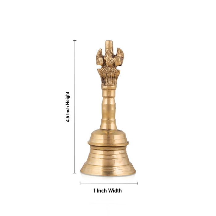 Hand Bell - 4.5 Inches | Puja Bell/ Brass Bell/ Ganesh Handle Ghanti for Home - Pooja Bells