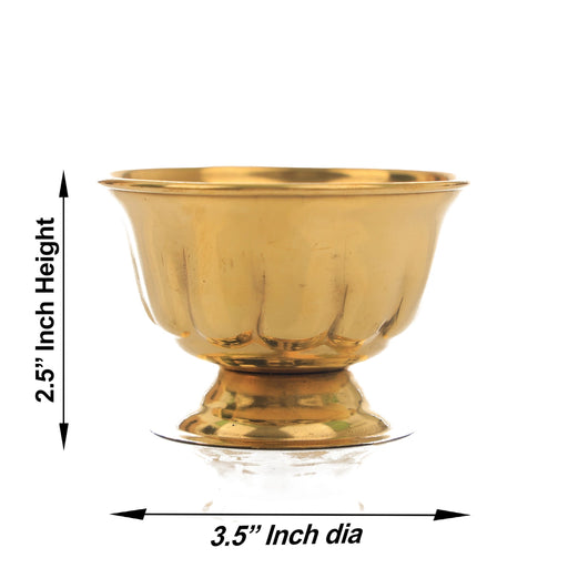 Brass Bowl With Base - 2.5 x 3 Inches | Brass Cup/ Pooja Bowl/ Chandan Cup for Home - Bowls