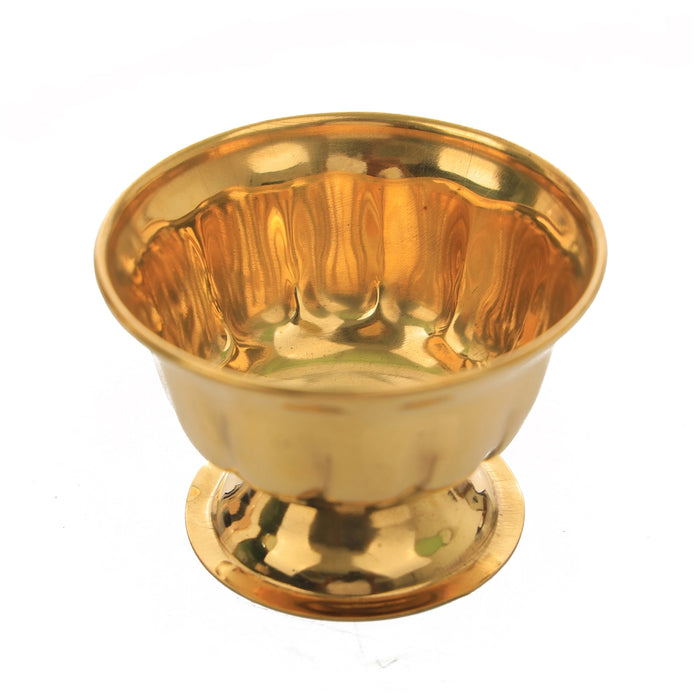 Brass Bowl With Base - 2.5 x 3 Inches | Brass Cup/ Pooja Bowl/ Chandan Cup for Home - Bowls