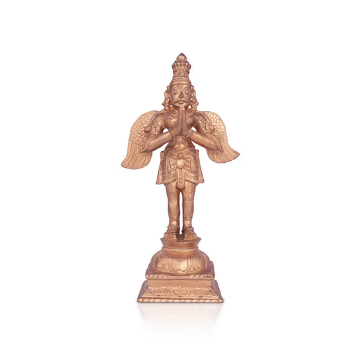Garudan standing On Base Murti - 10 x 5.5 Inches | Panchaloham Statue / Garuda bhagavan Sculpture For Pooja - Panchaloha Murties