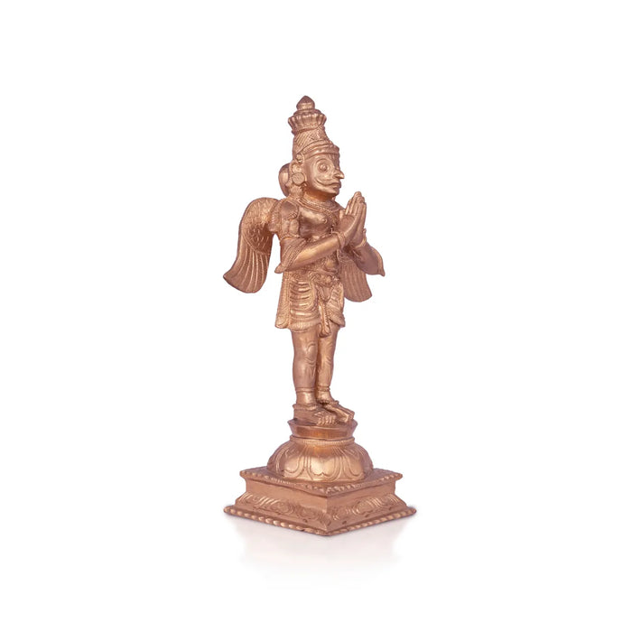 Garudan standing On Base Murti - 10 x 5.5 Inches | Panchaloham Statue / Garuda bhagavan Sculpture For Pooja - Panchaloha Murties