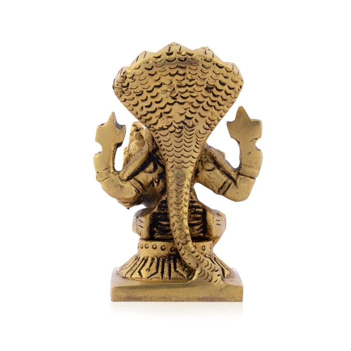 Lakshmi Narasimhar Idol - 3.5 x 2.5 Inches | Brass Antique Statue/ Lakshmi Narasimha Idol for Pooja - Brass Murties