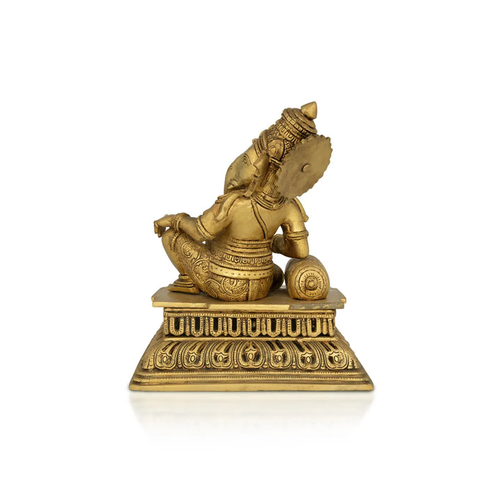 Ganesh Sitting Statue - 12 inches | Antique Brass Idol/ Vinayagar Sillai / spiritual Décor for Home, Office or Pooja Room - Brass Murties