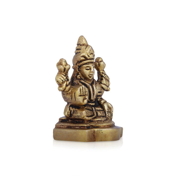 Laxmi Idol - 2 x 1.5 Inches | Antique Brass Idol/ Lakshmi Idol/ Lakshmi Murti for Pooja