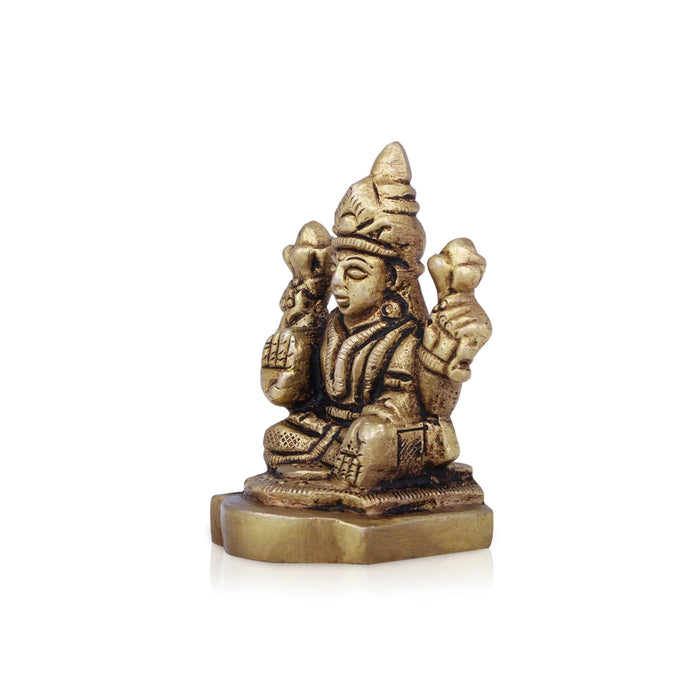 Laxmi Idol - 2 x 1.5 Inches | Antique Brass Idol/ Lakshmi Idol/ Lakshmi Murti for Pooja