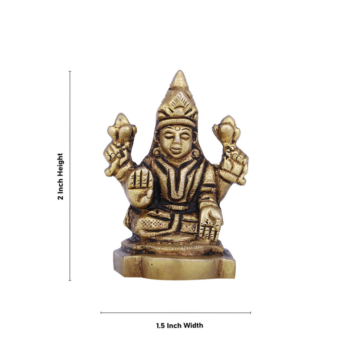 Laxmi Idol - 2 x 1.5 Inches | Antique Brass Idol/ Lakshmi Idol/ Lakshmi Murti for Pooja