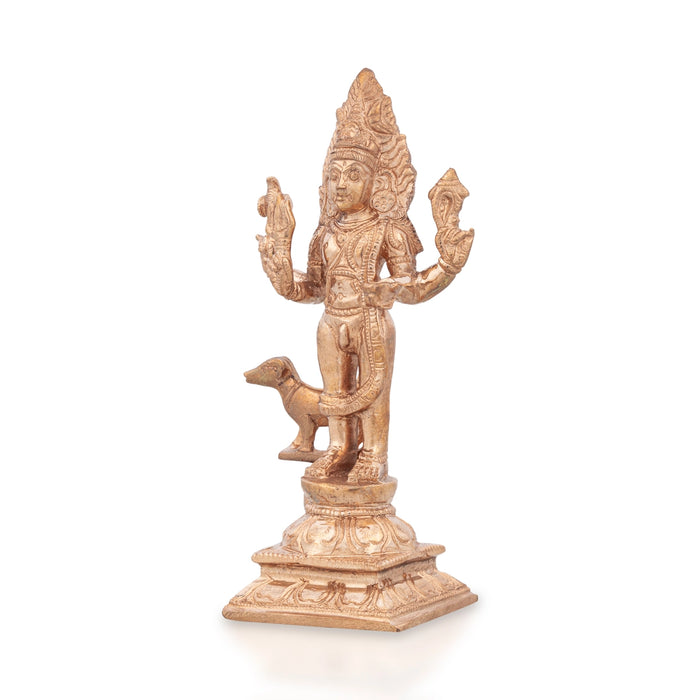 Shiva Statue - 6 x 3 Inches | Panchaloha Statue/ Kala Bhairava Statue/ Kaal Bhairav Murti for Pooja - Panchaloha Murties