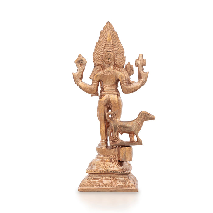 Shiva Statue - 6 x 3 Inches | Panchaloha Statue/ Kala Bhairava Statue/ Kaal Bhairav Murti for Pooja - Panchaloha Murties