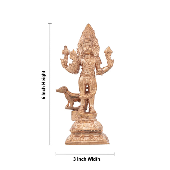 Shiva Statue - 6 x 3 Inches | Panchaloha Statue/ Kala Bhairava Statue/ Kaal Bhairav Murti for Pooja - Panchaloha Murties