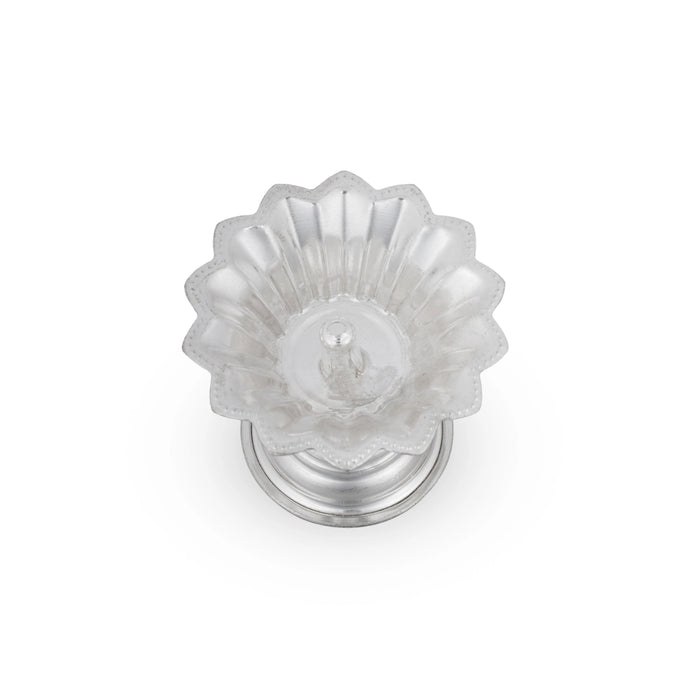 Devdas Lamp - 2.25 x 2.5 Inches | White Metal Devdas Diya/ Deepam/ Vilakku for Pooja/ 35 Gms Approx - Nanda Deep & Pyali Deep