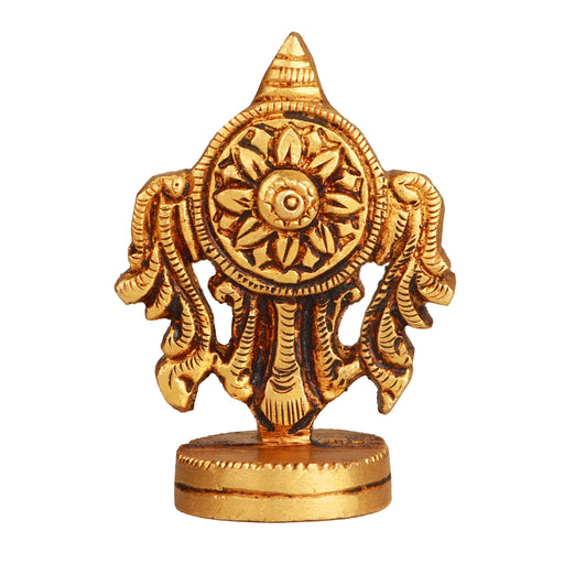 Vishnu Chakra - 2 Inches | Antique Brass Statue/ Vishnu Chakram for Pooja/ 80 Gms Approx - Brass Murties