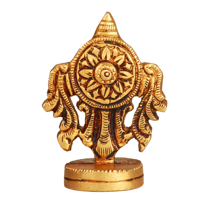 Vishnu Chakra - 2 Inches | Antique Brass Statue/ Vishnu Chakram for Pooja/ 80 Gms Approx - Brass Murties