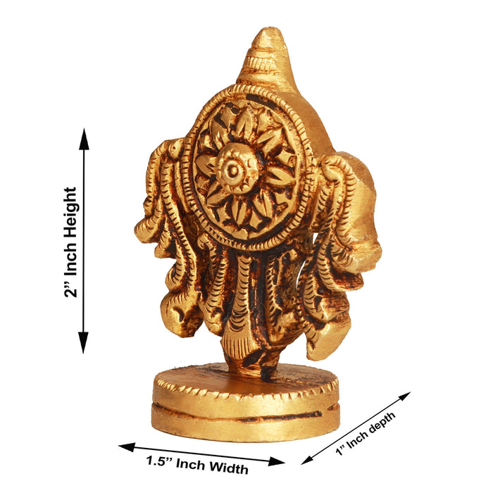 Vishnu Chakra - 2 Inches | Antique Brass Statue/ Vishnu Chakram for Pooja/ 80 Gms Approx - Brass Murties