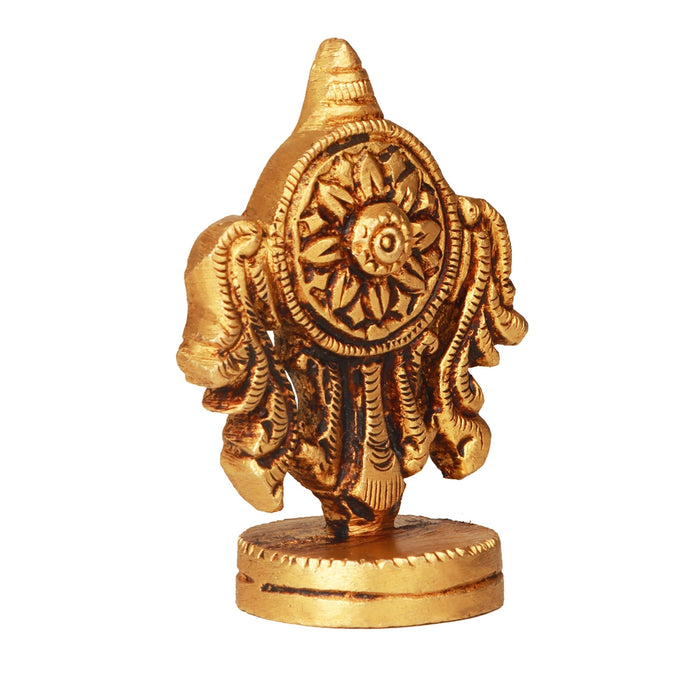 Vishnu Chakra - 2 Inches | Antique Brass Statue/ Vishnu Chakram for Pooja/ 80 Gms Approx - Brass Murties