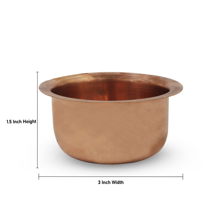 Copper Cup - 1.5 x 3 Inches | Copper Vessel/ Puja Bowl for Home