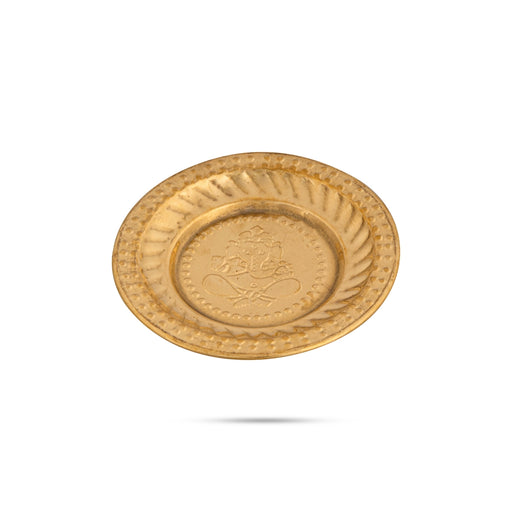 Brass Plate - 0.25 x 3.5 Inches | Beading Design Puja Plate/ Thali Plate for Pooja/ 15 Gms Approx - Pooja Plate & Tray