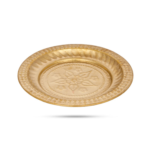 Brass Plate - 4.5 Inches | Beading Design Thali Plate/ Pooja Plate for Home/ 20 Gms Approx - Pooja Plate & Tray