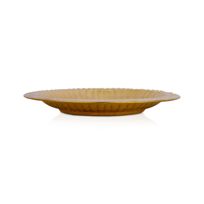 Brass Plate - 0.5 x 5 Inches | Beading Design Thali Plate/ Pooja Plate/ Pooja Thali For Traditional Pooja