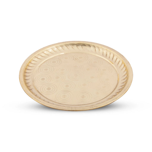 Brass Plate - 1 x 9 Inches | Thali Plate/ Ring Design Brass Metal Plate for Pooja/ 280 Gms Approx - Pooja Plate & Tray