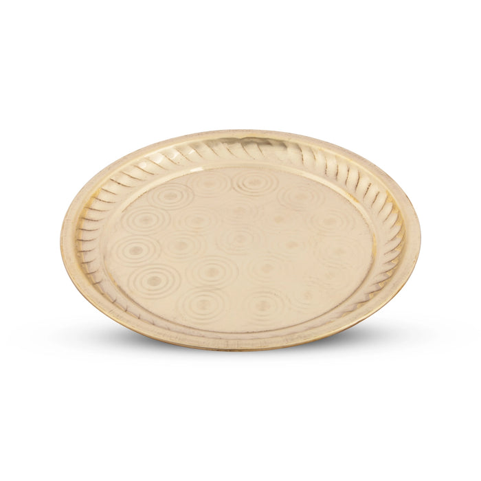 Brass Plate - 1 x 9 Inches | Thali Plate/ Ring Design Brass Metal Plate for Pooja/ 280 Gms Approx - Pooja Plate & Tray