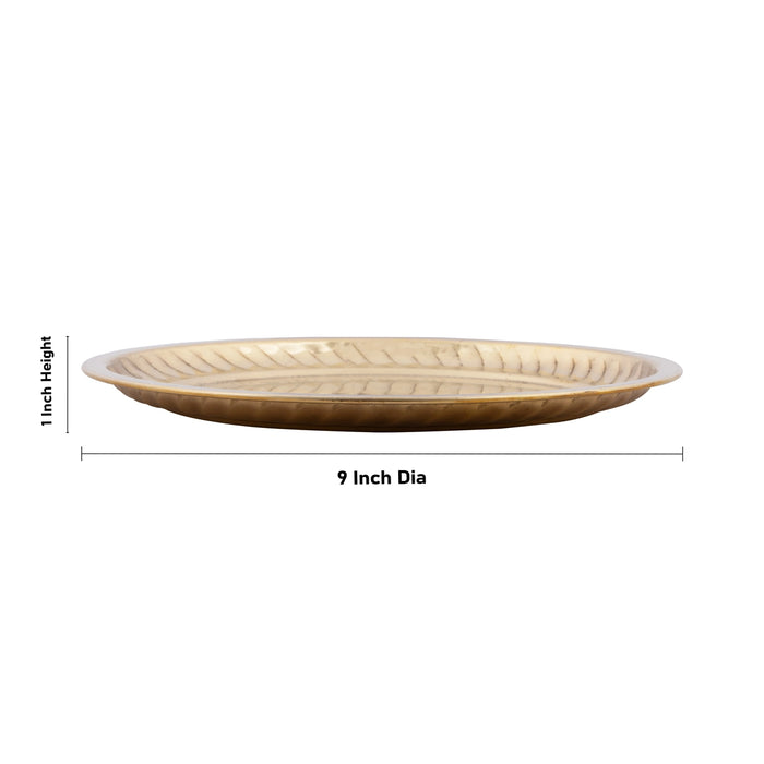 Brass Plate - 1 x 9 Inches | Thali Plate/ Ring Design Brass Metal Plate for Pooja/ 280 Gms Approx - Pooja Plate & Tray
