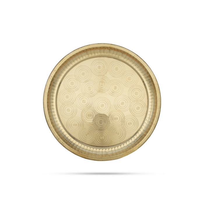 Brass Plate - 0.5 x 10 Inches | Pooja Thali Plate/ Ring Design Puja Plate for Home - Pooja Plate & Tray