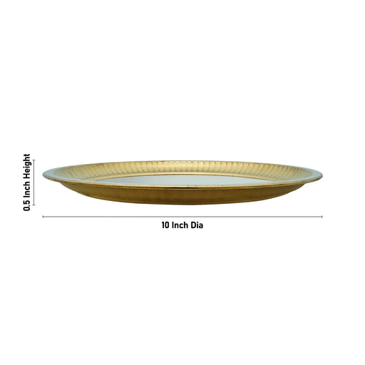 Brass Plate - 0.5 x 10 Inches | Pooja Thali Plate/ Ring Design Puja Plate for Home - Pooja Plate & Tray