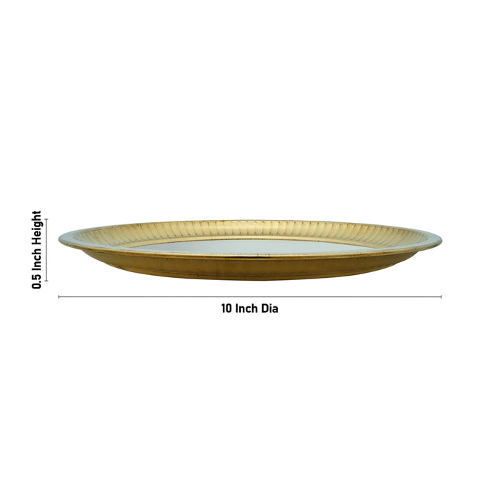Brass Plate - 0.5 x 10 Inches | Pooja Thali Plate/ Ring Design Puja Plate for Home - Pooja Plate & Tray