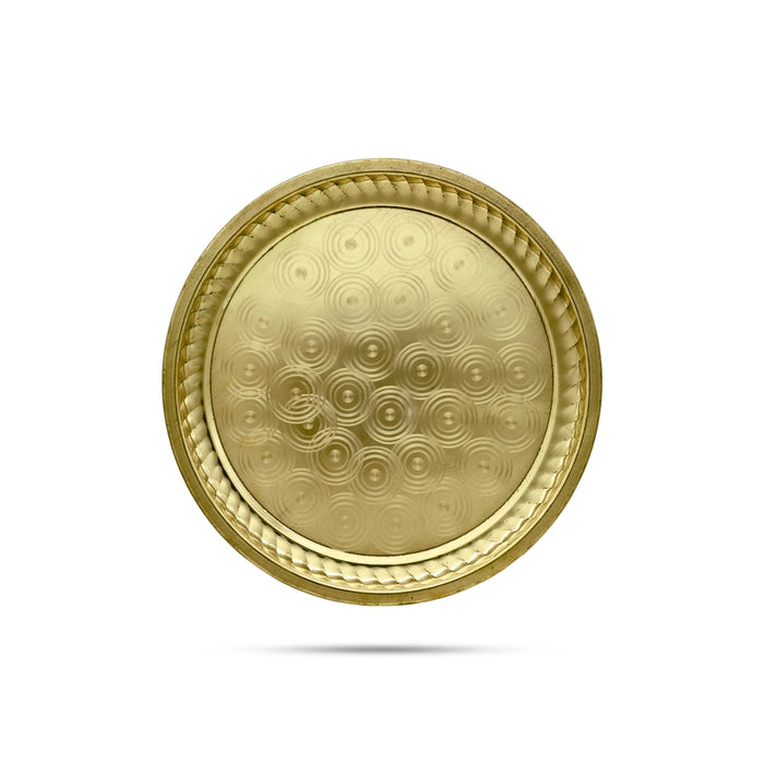 Brass Plate - 12 Inches | Ring Design Thali Plate/ Pooja Plate For Ritual And Offering - Pooja Plate & Tray