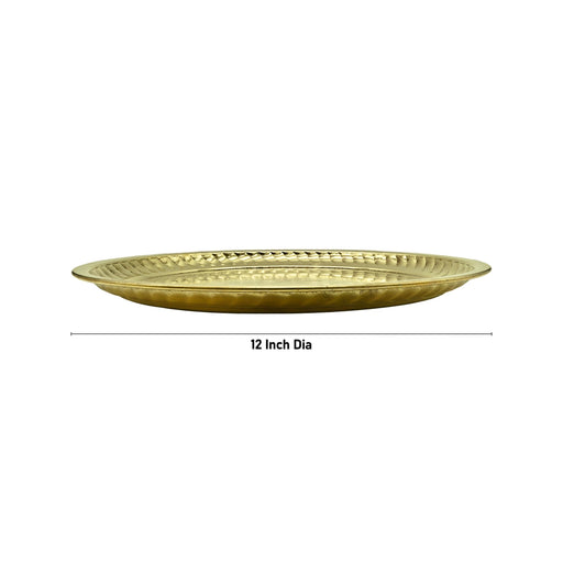 Brass Plate - 12 Inches | Ring Design Thali Plate/ Pooja Plate For Ritual And Offering - Pooja Plate & Tray