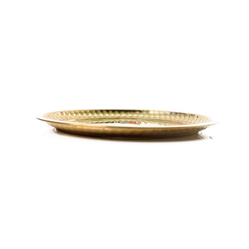 Brass Plate - 12 Inches | Thali Plate/ Ring Design Pooja Plate for Home/ 400 Gms Approx - Pooja Plate & Tray