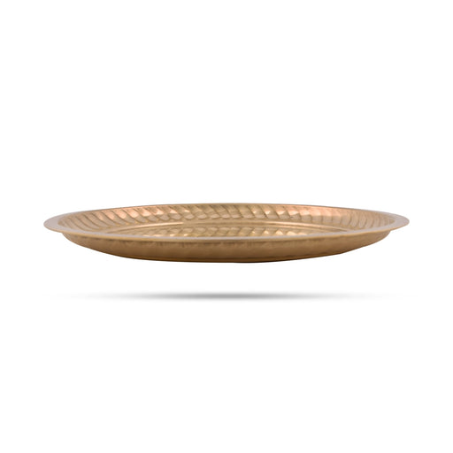 Brass Plate - 14 Inches | Round Shape / Pooja Thali Plate/ Puja Plate For Auspicious Rituals And Offerings - Pooja Plate & Tray