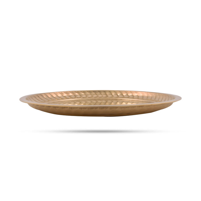 Brass Plate - 14 Inches | Round Shape / Pooja Thali Plate/ Puja Plate For Auspicious Rituals And Offerings - Pooja Plate & Tray