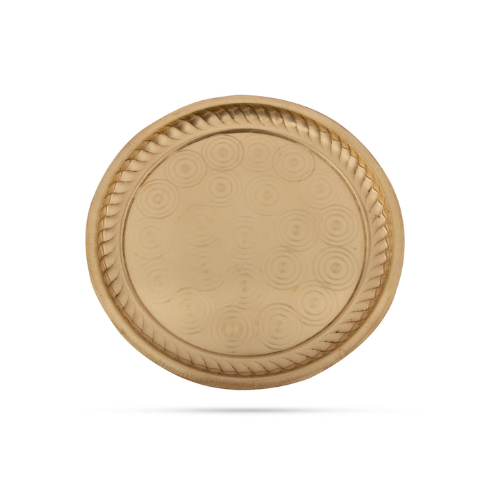 Brass Plate - 14 Inches | Round Shape / Pooja Thali Plate/ Puja Plate For Auspicious Rituals And Offerings - Pooja Plate & Tray