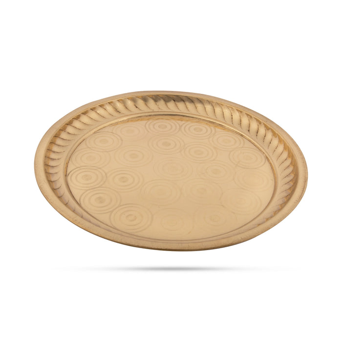 Brass Plate - 14 Inches | Round Shape / Pooja Thali Plate/ Puja Plate For Auspicious Rituals And Offerings - Pooja Plate & Tray