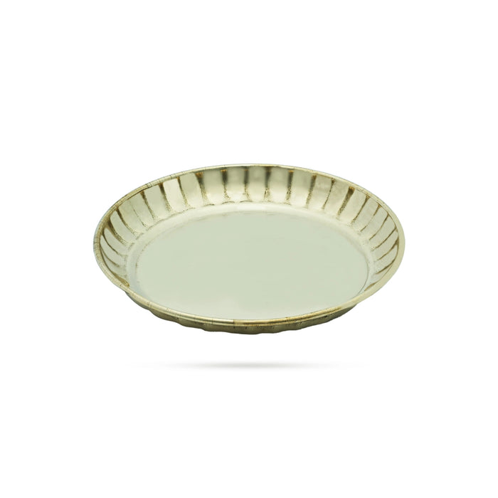 Brass Plate - 3.5 Inches | Pooja Thali Plate/ Pooja Plate for home - Pooja Plate & Tray