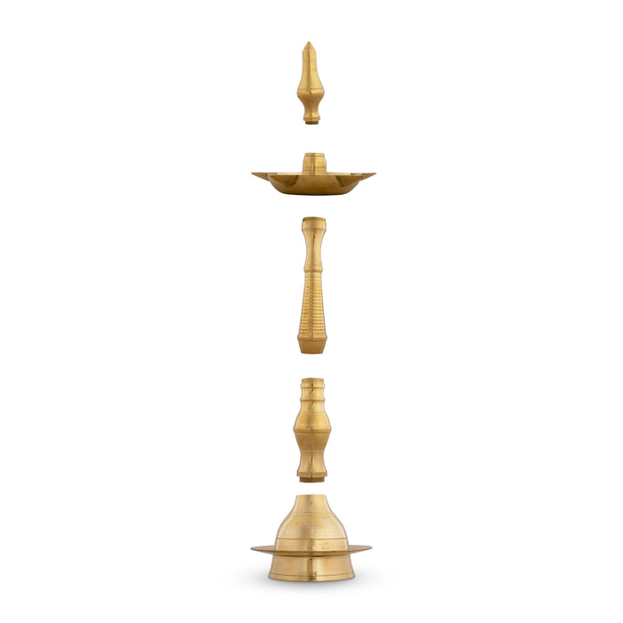 Kerala Vilakku - 23 x 7.5 Inches | 5 Face Brass Lamp/ Kerala Kuthu Vilakku/ Kerala Deepam for Pooja - Kerala Vilakku
