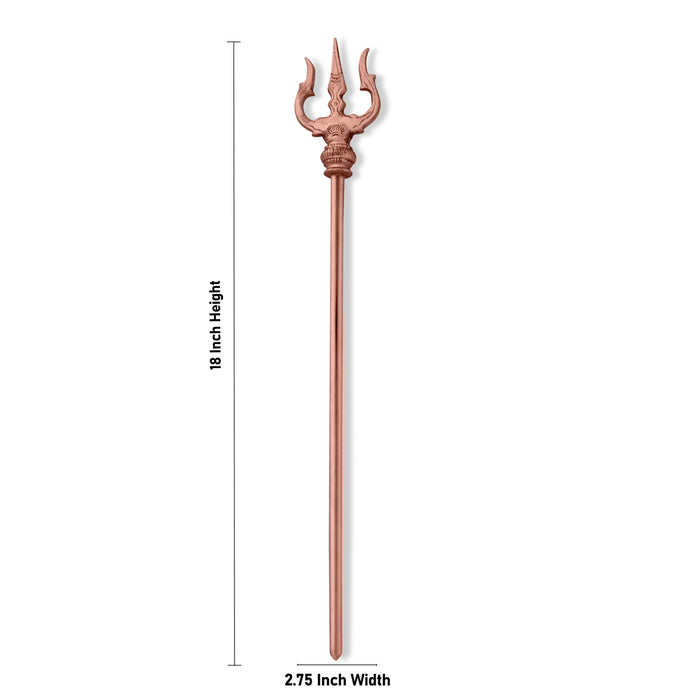 Trishul - 18 x 2.75 Inches | Copper God Shiva Trishul/ Soolam/ Durga Trishul for Pooja - Deity Accessories