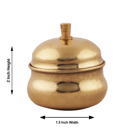 Brass Kumkum Pot - 2 x 1.5 Inches | Sindoor Pot/ Kumkuma Bowl for Home/ 15 Gms Approx - Sindoor Box