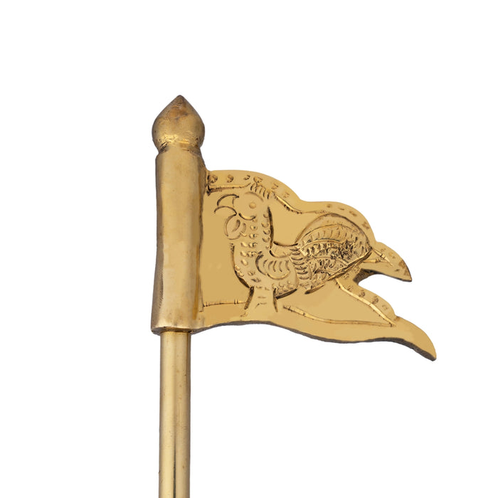 Murugan Seval Kodi - 12 x 3 Inches | Seval Flag/ Brass Seval Kodi Flag for Pooja - Deity Accessories