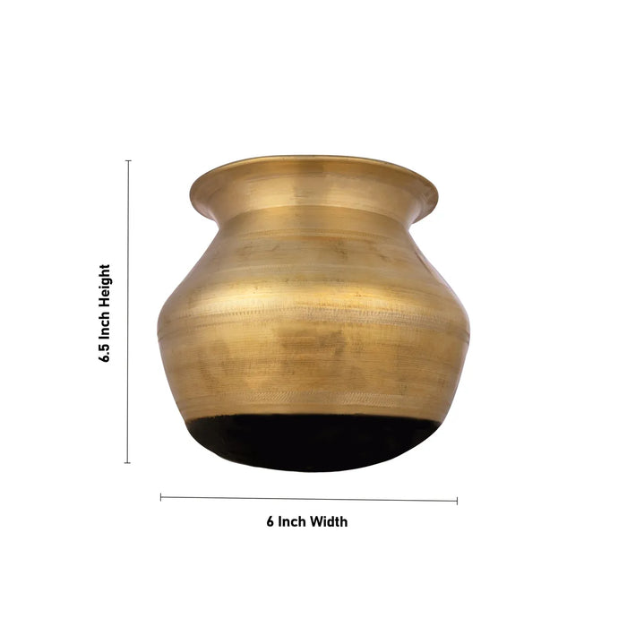 Bronze Pot - 6.5 X 6 Inches | Traditional Bronze Paanai / Pot For Pooja & Cooking Use